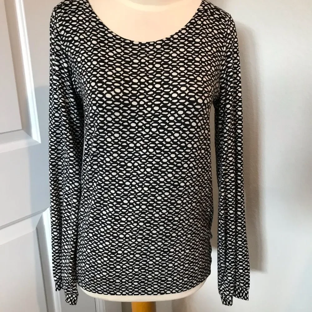 Piazza Sempione Black & White Print Blouse 10 NWT - Picture 4 of 8